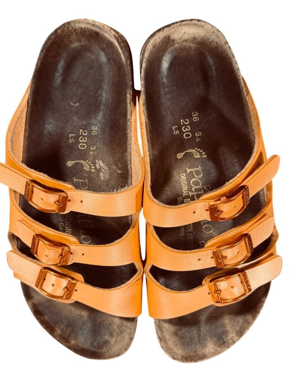Papillio by Birkenstock Florida Orange Leather Sandals Womens 36 US 5